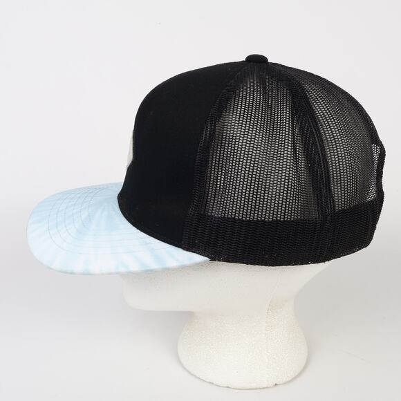 Rip Curl Logo Patch High Profile Mesh Snapback Surf Trucker Hat Black Blue Burst - Picture 7 of 9